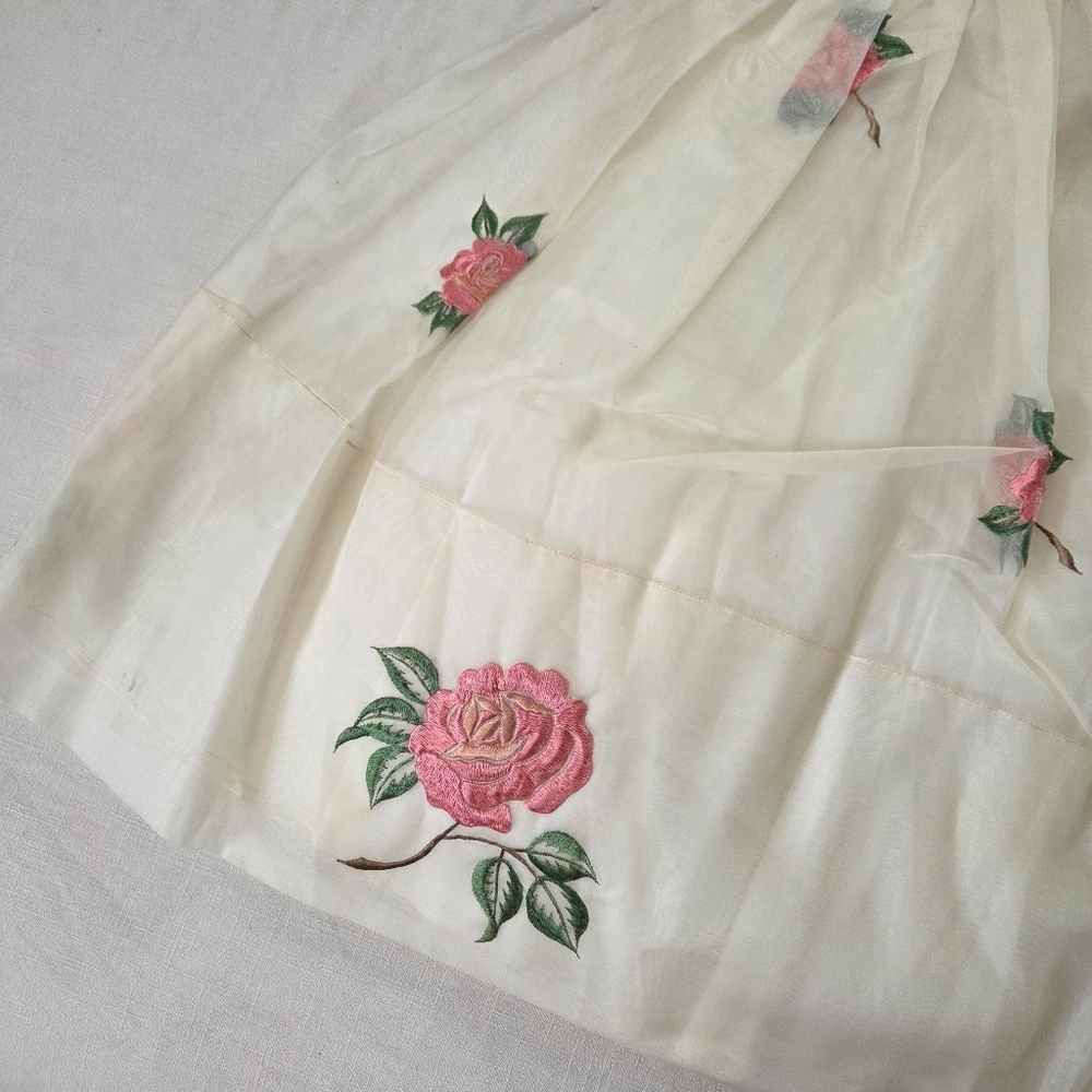 Vintage 50s/60s Floral Sheer Dress XXS? XS Womens - Picture 12 of 16